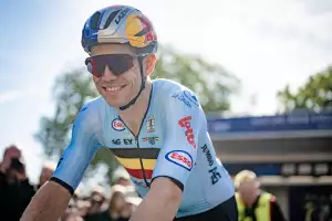 Wout van Aert (BEL) at the race start of the Men Elite Road Race in Assen of the 8th European Continental Championships 2023 in Drenthe / The Netherlands on 24 September 2023.