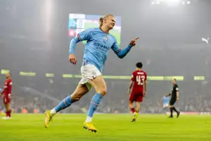 Manchester City forward Erling Haaland (9) scores and celebrates 1-0 during the English League Cup, EFL 4th Round Carabao Cup, football match between Manchester City and Liverpool on December 22, 2022 at the Etihad Stadium in Manchester, England - Photo I Manchester City forward Erling Haaland (9) scores and celebrates 1-0 during the English League Cup, EFL 4th Round Carabao Cup, football match between Manchester City and Liverpool on December 22, 2022 at the Etihad Stadium in Manchester, England - Photo I