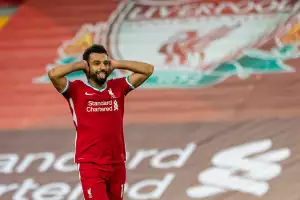 Liverpool's Mohamed Salah celebrates scoring a goal during the English Premier League match between Liverpool FC and Leeds United FC at Anfield in Liverpool, Britain, Sept. 12, 2020. Credit: Xinhua/Alamy Live News - Image ID: 2CGX9X4 Liverpool's Mohamed Salah celebrates scoring a goal during the English Premier League match between Liverpool FC and Leeds United FC at Anfield in Liverpool, Britain, Sept. 12, 2020. Credit: Xinhua/Alamy Live News - Image ID: 2CGX9X4