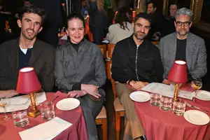 Teo van den Broeke, Sasha Slater, Adam Baidawi and Paul Croughton at Dunhill's London Fashion Week show