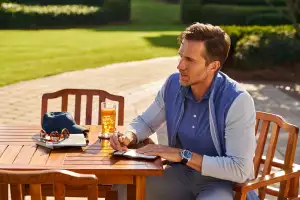 Model wearing Peter Millar clothing