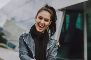 Model smiling