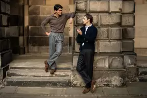 Models wearing Kit Blake trousers