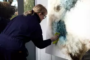 Artist Gina Parr creating artwork for Glen Scotia Elements of Campbeltown Collection Release Number One Air A Artist Gina Parr creating artwork for Glen Scotia Elements of Campbeltown Collection Release Number One Air A