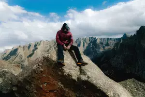 Model wearing Uppervoid clothes