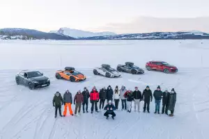 Supercars on frozen lake