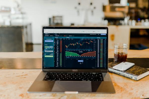 Financial instruments on laptop Financial instruments on laptop