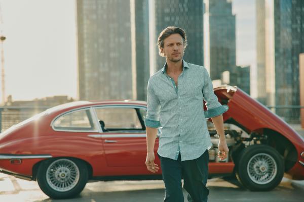 Model wearing Blake Mill shirt