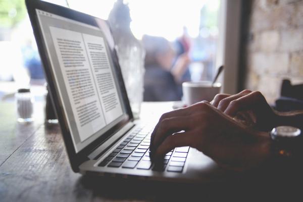 Person working on a laptop