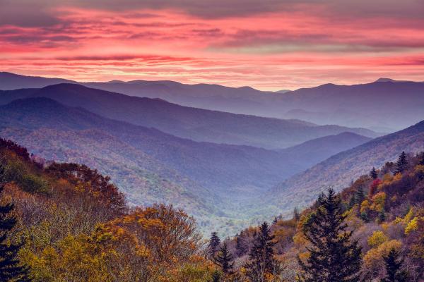 Dawn in the Smoky Mountains National Park, Tennessee, USA.