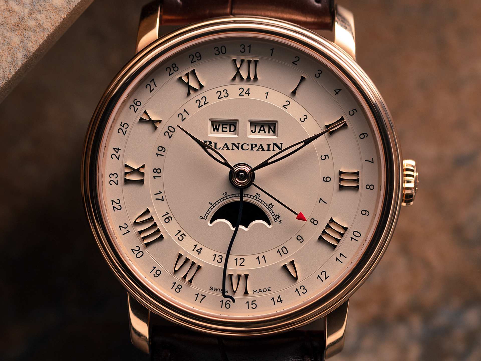 Best rose gold watches, Blancpain Villeret Quantieme Complet GMT