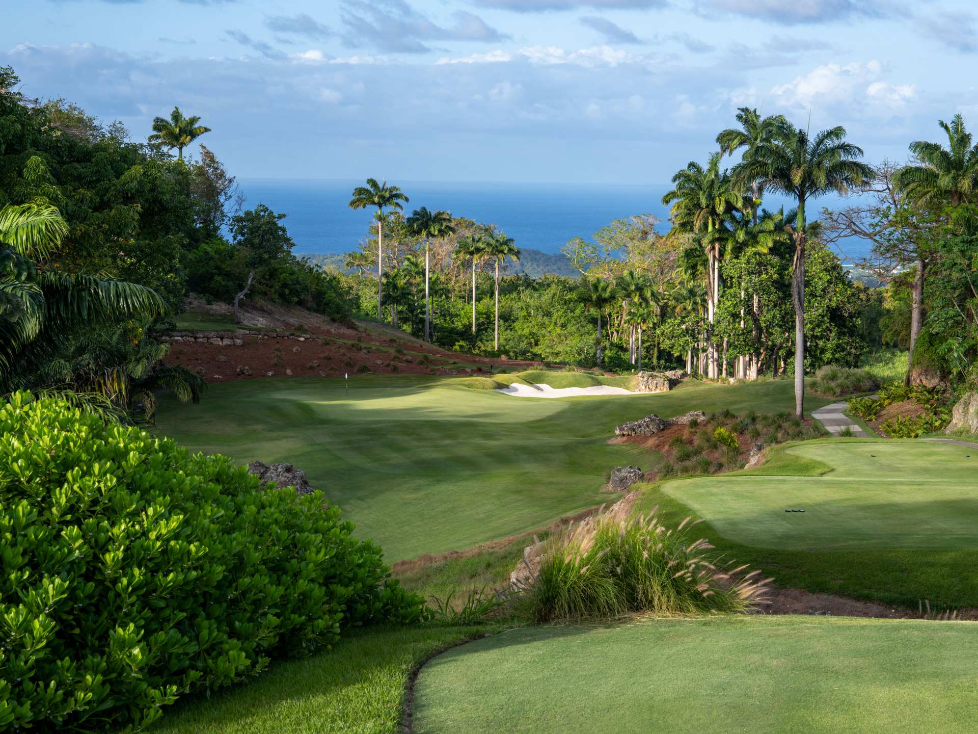 The par three 12th hole at Apes Hill Barbados golf course