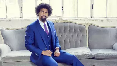 David Haye models blue Timothy Everest suit