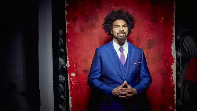 David Haye models blue Timothy Everest suit