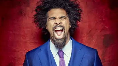 David Haye models blue Timothy Everest suit