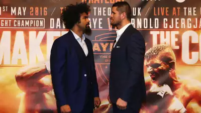 David Haye and Arnold Gjergjaj at pre-fight press conference