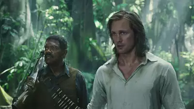 Alexander Skarsgard and Samuel L Jackson in a forest in Tarzan