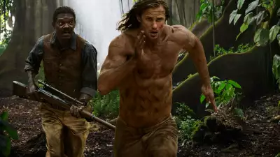Alexander Skarsgard and Samuel L Jackson running in Tarzan