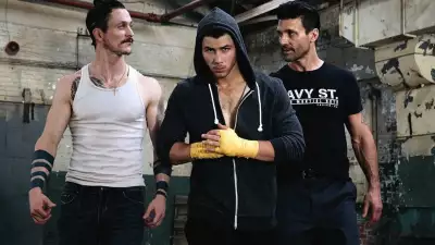 Jonathan Tucker, Nick Jonas and Frank Grillo in Kingdom