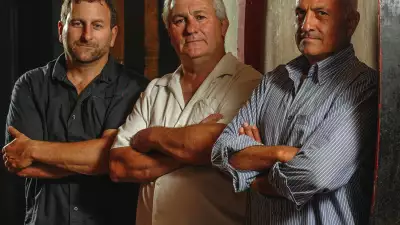 Lawrence Cronin, Pierre Seillan and Michele Pezzicoli – the winemaking team at Tenuta di Arceno.