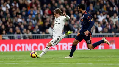 Luka Modric (Real Madrid) seen in action during the La Liga match between Real Madrid and Valencia CF  at the Estadio Santiago Bernabeu in Madrid.