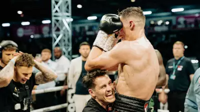 Chris Billam-Smith celebrating with trainer Shane McGuigan