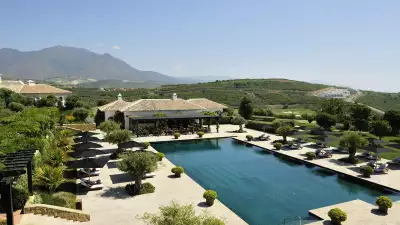 Finca Cortesin features gardens and exterior spaces designed by English landscaper Gerald Huggan