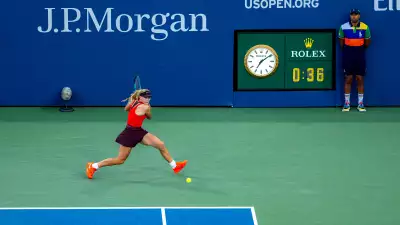 Mirra Andreeva in action against Anastasia Potapova during the second round of the Women's Singles in US Open