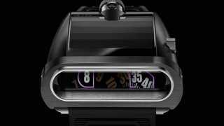 MB&F HM5 CarbonMacrolon   Inspired by the design of 1970s supercars. The case is low and wide, and it has functioning louvres on top that aren't unlike the back window sections of cars such as the Lamborghini Muira.