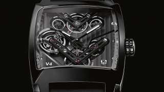 TagHeuer Monaco V4 Tourbillon  The first-ever tourbillon driven by belts, this is a must-have for design lovers. The belts are no thicker than a human hair, and the casing is made from titanium grade 5.