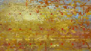Emperor's Glory, 2015, oil on aluminum on wood, with gold leaf. By Ned Martin