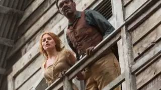 Samuel L Jackson and Margot Robbie in Tarzan