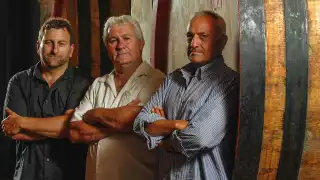 Lawrence Cronin, Pierre Seillan and Michele Pezzicoli – the winemaking team at Tenuta di Arceno.