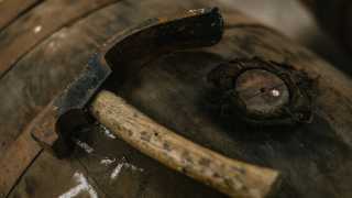 Glen Moray whisky barrel and tools