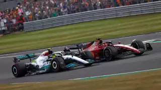 Lews Hamilton and Ferrari's Charles Leclerc go toe-to-toe at Silverstone