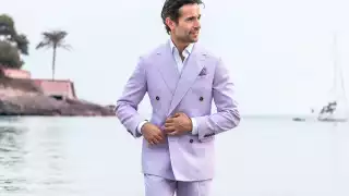 Model wears McCann Bespoke linen suit