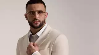 Model wearing Boss eyewear