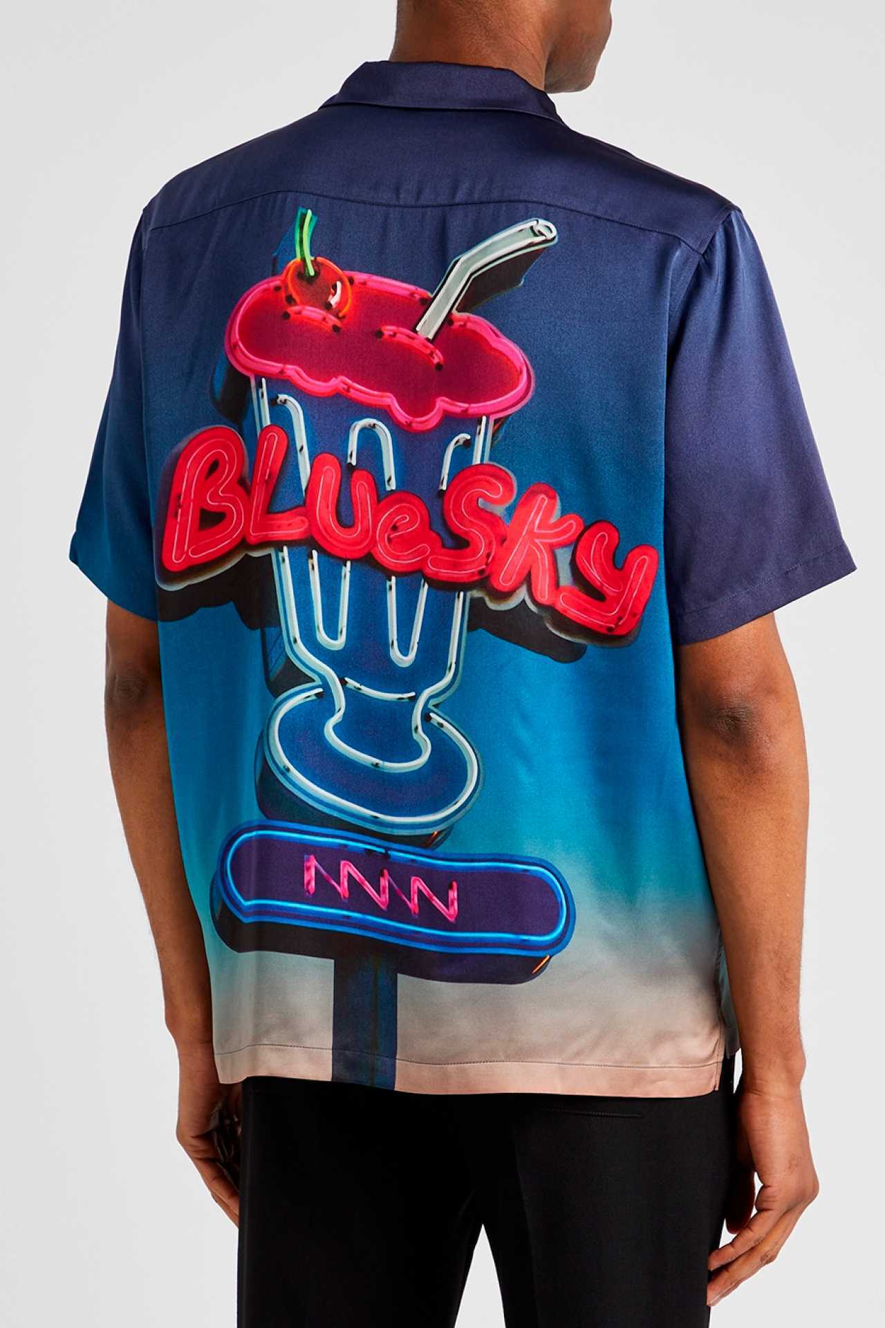 Blue Sky Inn Milkshake printed satin shirt