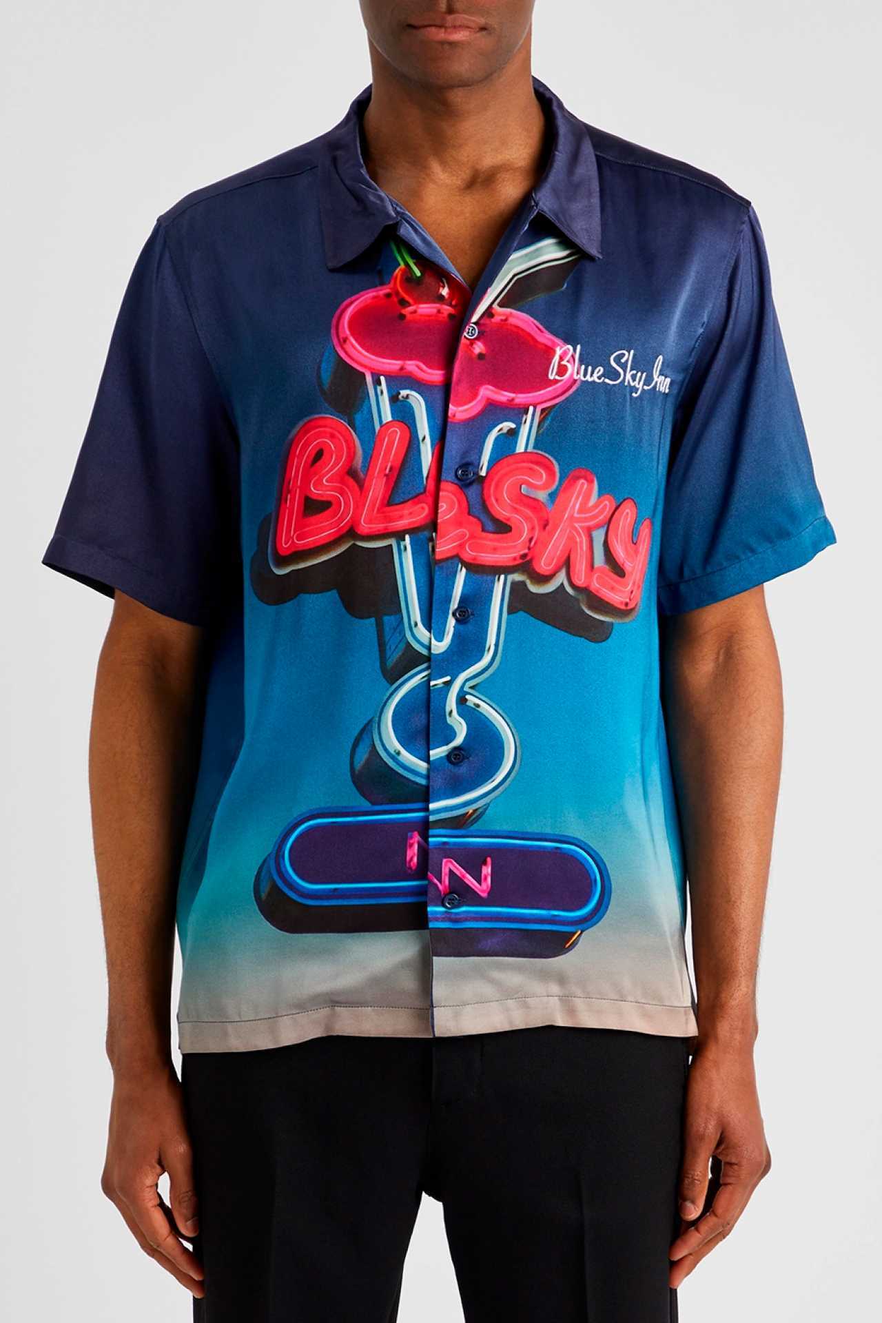 Blue Sky Inn Milkshake printed satin shirt