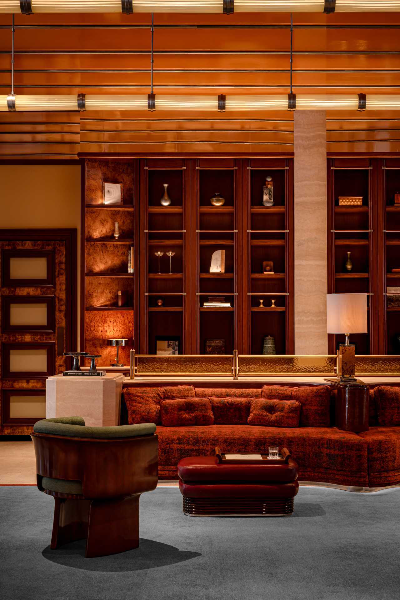 Lounge at Rome Ostiense Station, designed by Hugo Toro, La Dolce Vita Orient Express