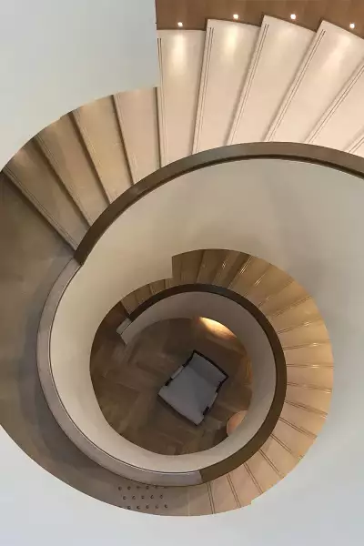 The grand stairwell at the Royal Champagne Hotel & Spa