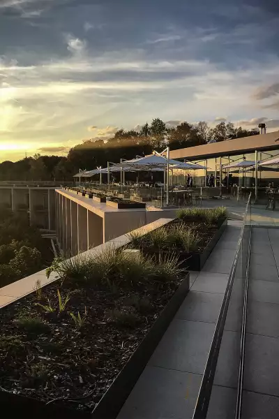 Sunset over the terrace of the Royal Champagne Hotel & Spa