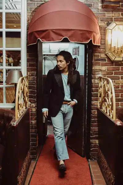 Luka Sabbat wearing Duke + Dexter x Playboy loafers
