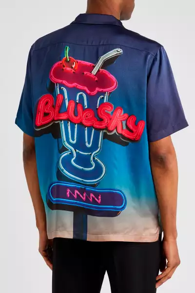 Blue Sky Inn Milkshake printed satin shirt