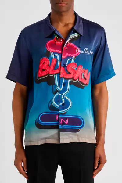 Blue Sky Inn Milkshake printed satin shirt