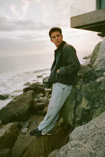 Model wearing Patina wax jacket