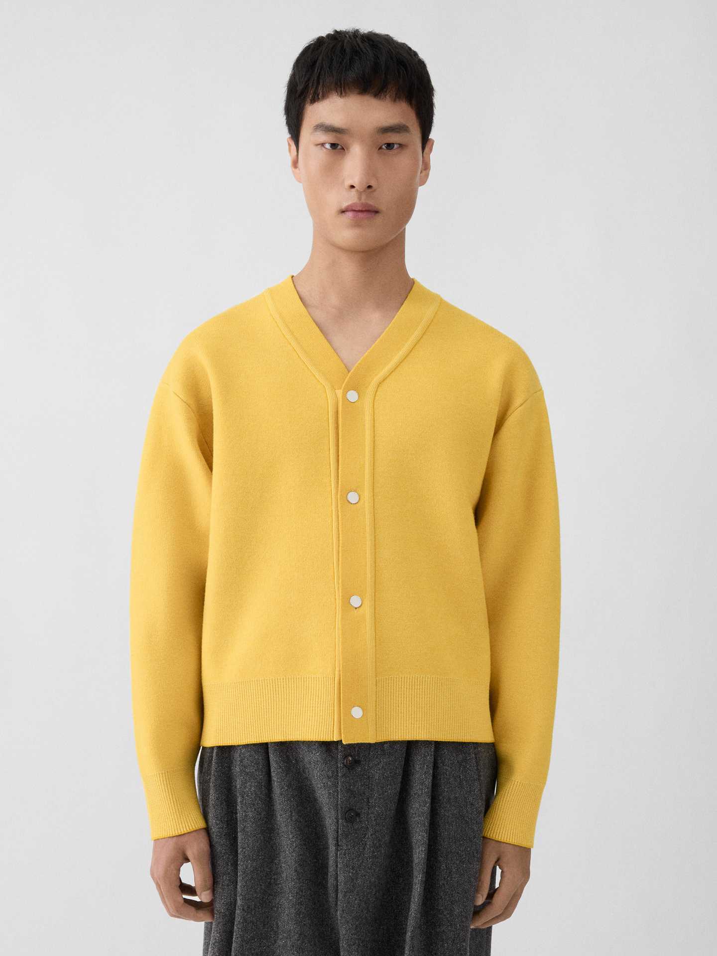 Jacquemus Doppio cardigan in bright yellow merino