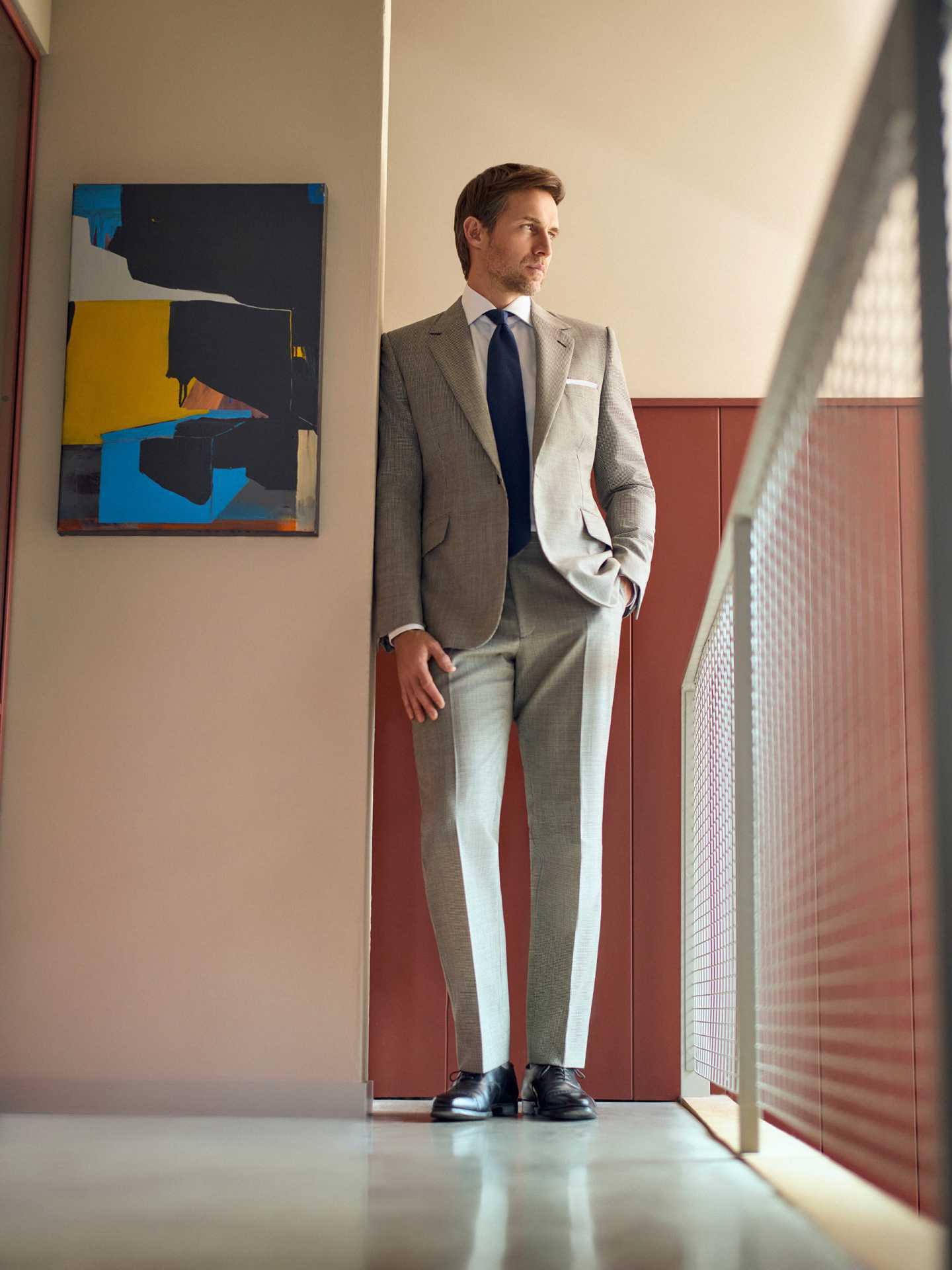 Huntsman Black & White Puppytooth Suit,