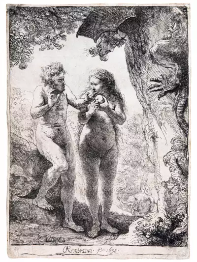 Adam & Eve, 168, by Rembrandt van Rijn, Neumark Family Collection