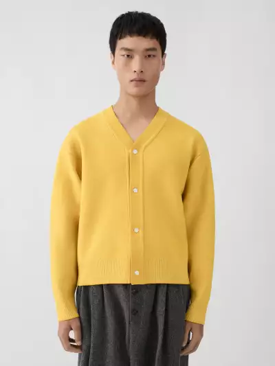 Jacquemus Doppio cardigan in bright yellow merino